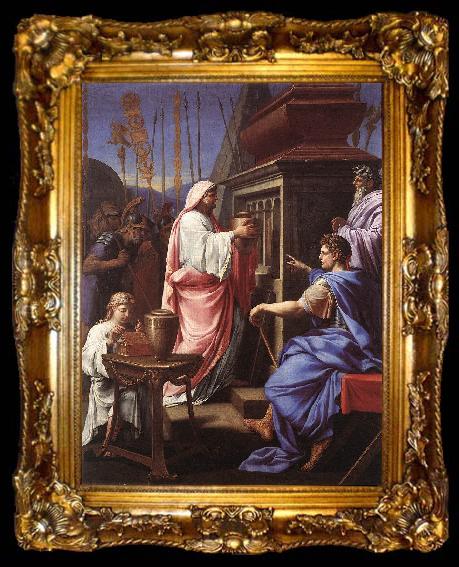 framed  Eustache Le Sueur Caligula Depositing the Ashes of his Mother and Brother in the Tomb of his Ancestors, ta009-2